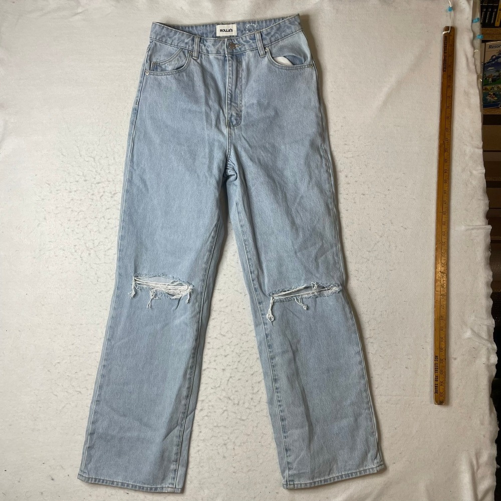 ROLLAS Heidi High‎ Rise Loose Straight Jeans Light Wash Distressed Size 29